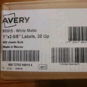 15,000 (500 sheets of 30) Avery 95915 1in. x 2.63 in. Easy Peel LASER Labels New